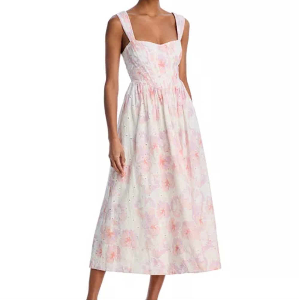 Aqua Pink and Purple Ruffled Tiered Midi Dress